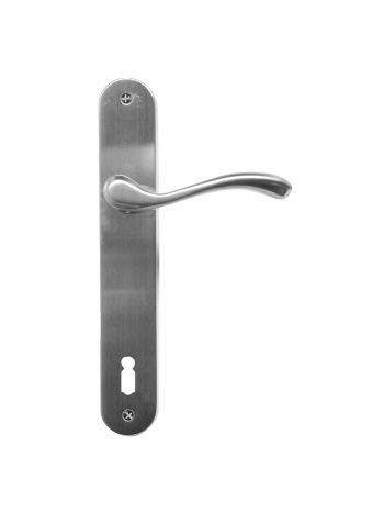 DOOR HANDLE PRO ERICA STAINLESS STEEL LOOK PLATE+KEY 110MM