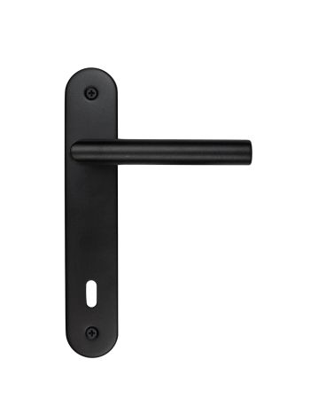 DOOR HANDLE PRO I SHAPE 19MM BLACK STRUCTURE UV PLATE+KEY 110MM