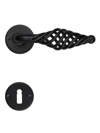DOOR HANDLE PRO SPIRALUS BLACK ROUND R+E